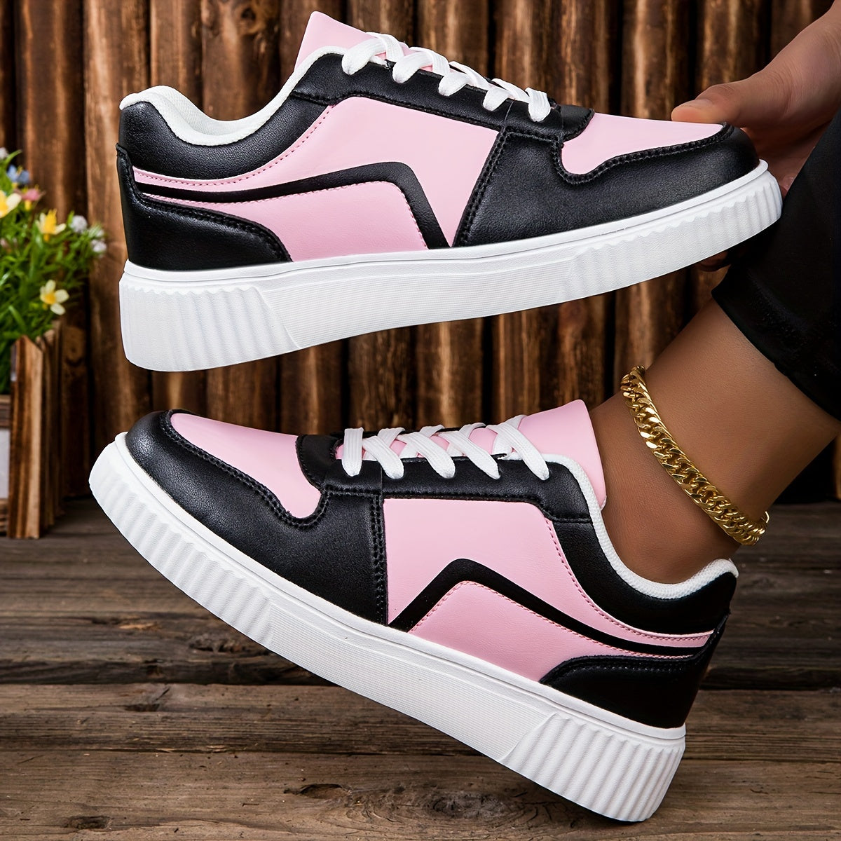 Women's Fashion Sneakers Lightweight Casual Athletic Running Shoes with Stripes, Lace-Up Low Top with EVA Sole and Fabric Insole – Machine Washable